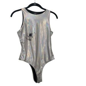 Silver Metallic Bodysuit - Size Large ✨